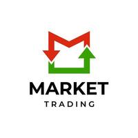 Creative letter m chart bar statistic stock market trading icon logo template vector