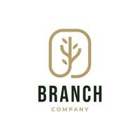 Tree branch with leaves logo template vector