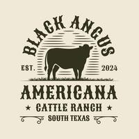 Black Angus Cow Bull Livestock Cattle Ranch Western Badge Logo vector