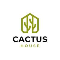 cactus Desierto casa icono logo modelo vector