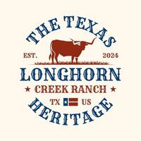 Vintage Texas Longhorn Buffalo Bull Cow Cattle Ranch Western Logo vector
