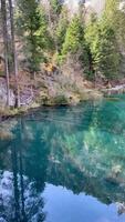 claro agua ver en blusa, azul lago, bernés Oberland, Suiza. video