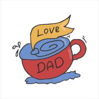 Father's Day Cute Sticker Doodle Illustration vector