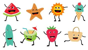 Fun cartoon characters for summer. Cartoon characters are used in summer designs. vector