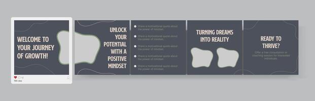 Set Of Carousel Post Template, Editable carousel post, social media carousel post for business. vector