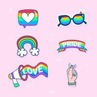 Pride Icons Collection on Pink Background vector