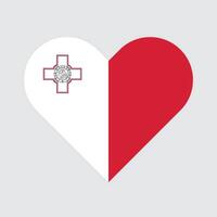 National Flag of Malta. Malta Flag. Malta Heart flag. vector