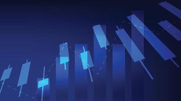 stock market candlesticks and bar chart on blue background vector
