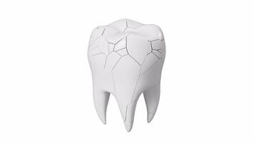 Human tooth model, tooth cracking, oral rehabilitation, alpha channel, 3d rendering. video
