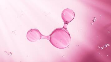 Pink molecular structure, skincare and biomedical concept, 3d rendering. video