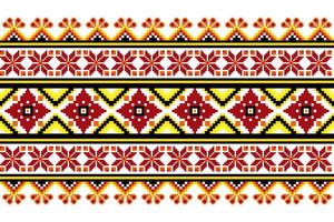 Pixel pattern ethnic oriental traditional design fabric pattern textile vector