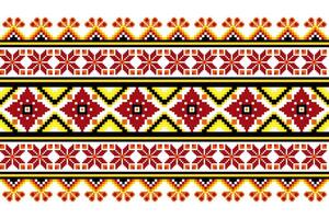 Pixel pattern ethnic oriental traditional design fabric pattern textile vector