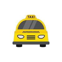 plano ilustración de un amarillo Taxi icono en un blanco antecedentes. vector