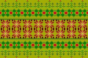 Pixel pattern ethnic oriental traditional design fabric pattern textile vector