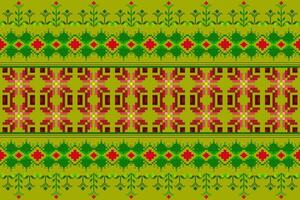 Pixel pattern ethnic oriental traditional design fabric pattern textile vector
