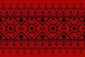 Pixel pattern ethnic oriental traditional design fabric pattern textile vector