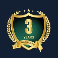 3 years warranty badges, logo, symbol, label and image vector