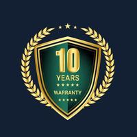 10 years warranty badges, logo, symbol, label and image vector