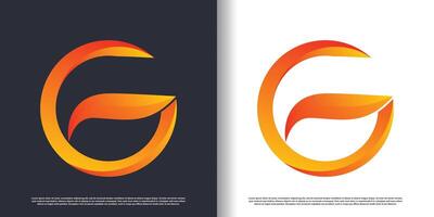 Fire logo design with letter G creative abstract concept Premium vector