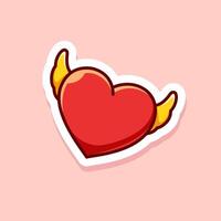 cute cartoon of red wing heart isolated vector