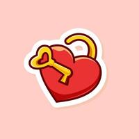 cute cartoon of red heart padlock isolated vector