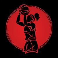 Graffiti Basketball Female Player Action vector