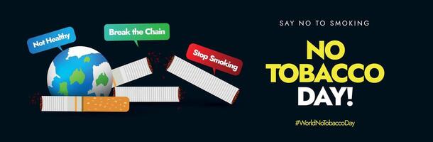 World No Tobacco Day. 31st May World No tobacco day celebration cover banner, post to spread awareness to quit smoking. The theme for 2024 is Protecting children from tobacco industry interference. vector