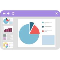 Illustration of work presentation and various graphs. vector