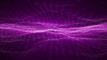 sömlös slinga animering av rosa lila abstrakt bakgrund med hi-tech energi vågor tillverkad av lysande prickar och rader , rörelse grafik , looped , 4k , 60 fps video