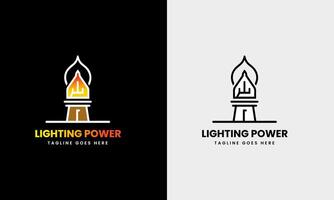 Light tower, light power house, building ocean sea natural hill icon sample design template vector