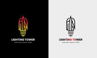 Light tower, light power house, building ocean sea natural hill icon sample design template vector