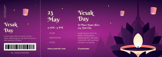 Gradient vesak ticket template design vector