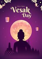 Gradient vesak poster template design vector