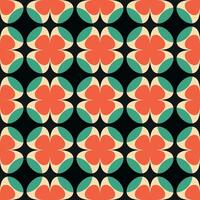 A colorful pattern of flowers with a black background vector