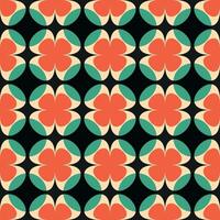 A colorful pattern of flowers with a black background vector