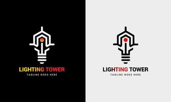 Light tower, light power house, building ocean sea natural hill icon sample design template vector