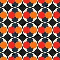 A black and white pattern of circles with red and orange dots vector