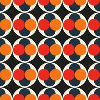A black and white pattern of circles with red and orange dots vector