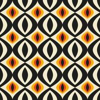 A black and white patterned rug with orange and yellow accents vector