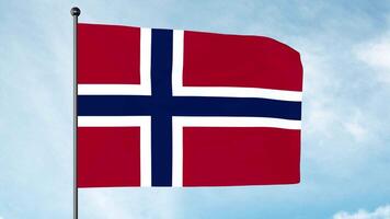 3d illustrazione di il bandiera di Norvegia è rosso con un indaco blu scandinavo attraversare fimbriato nel bianca quello si estende per il bordi di il bandiera video