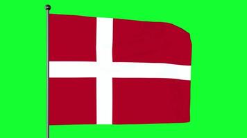 3d illustration de le drapeau de Danemark est rouge avec une blanc scandinave traverser cette étend à le bords de le drapeau video