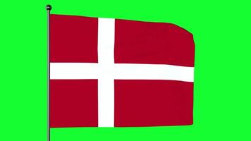 3D Illustration of The flag of Denmark is red with a white Scandinavian cross that extends to the edges of the flag video