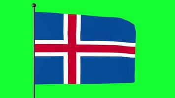 3d illustratie van de vlag van IJsland, IJsland nationaal vlag bestaande van een blauw veld- incorporeren een wit omrand rood kruis. video