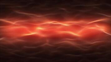 Abstract hot cloud waves made of smoothly moving particles and soft shiny lines with fire colors and glow effect on a dark background , motion graphics , looped , 4k , 60 fps video