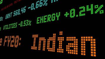 Indisch economie toenemen stier markt. Indisch voorraad markt hoog groei of Indisch roepie symbool met voorraad markt. video