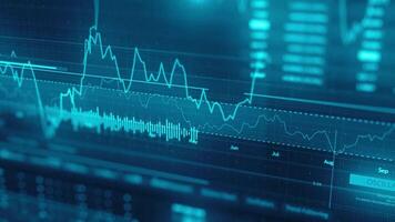 castiçal gráfico e dados do mundo financeiro mercado. analista apontando a gráfico video