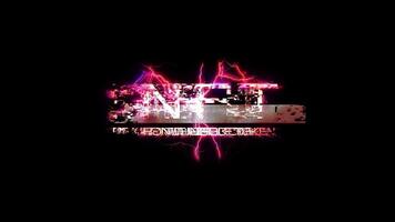 NFT glow pink neon text lightning glitch effect video
