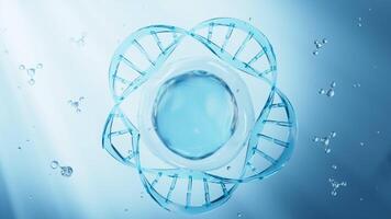 Circular DNA and cells, skincare and biomedical concept, 3d rendering. video