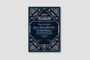 Islamic Marriage Certificate Design Template Or Muslim Marriage Certificate vector