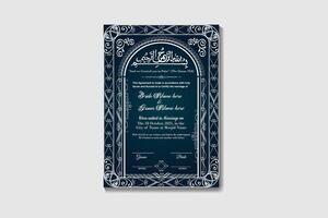 Islamic Marriage Certificate Or Muslim Couple Anniversary Card Template vector
